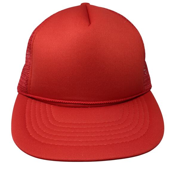 Unbranded Other - Unbranded Snapback Mesh Back Rope Trucker Hat Solid Red One Size Blank
